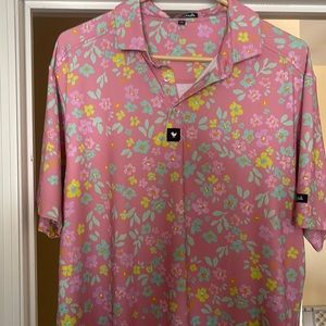 Bad birdie large flowered shirt , rare retired style
